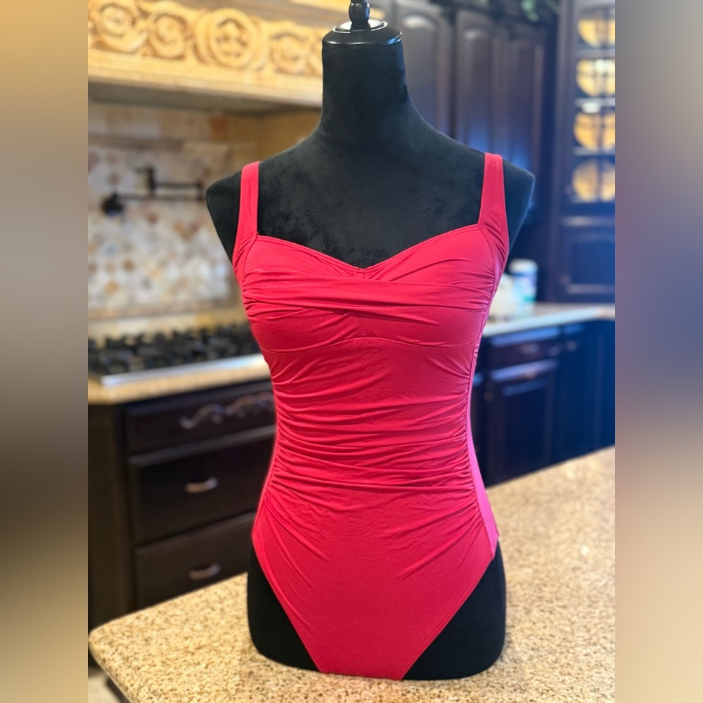 Red Ruched Swimsuit